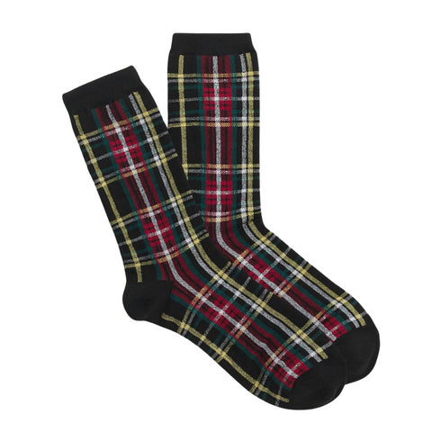 Navy Blue Tartan Plaid Crew Socks